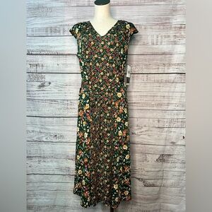 Perceptions New York Large Green Floral Midi Dress NEW